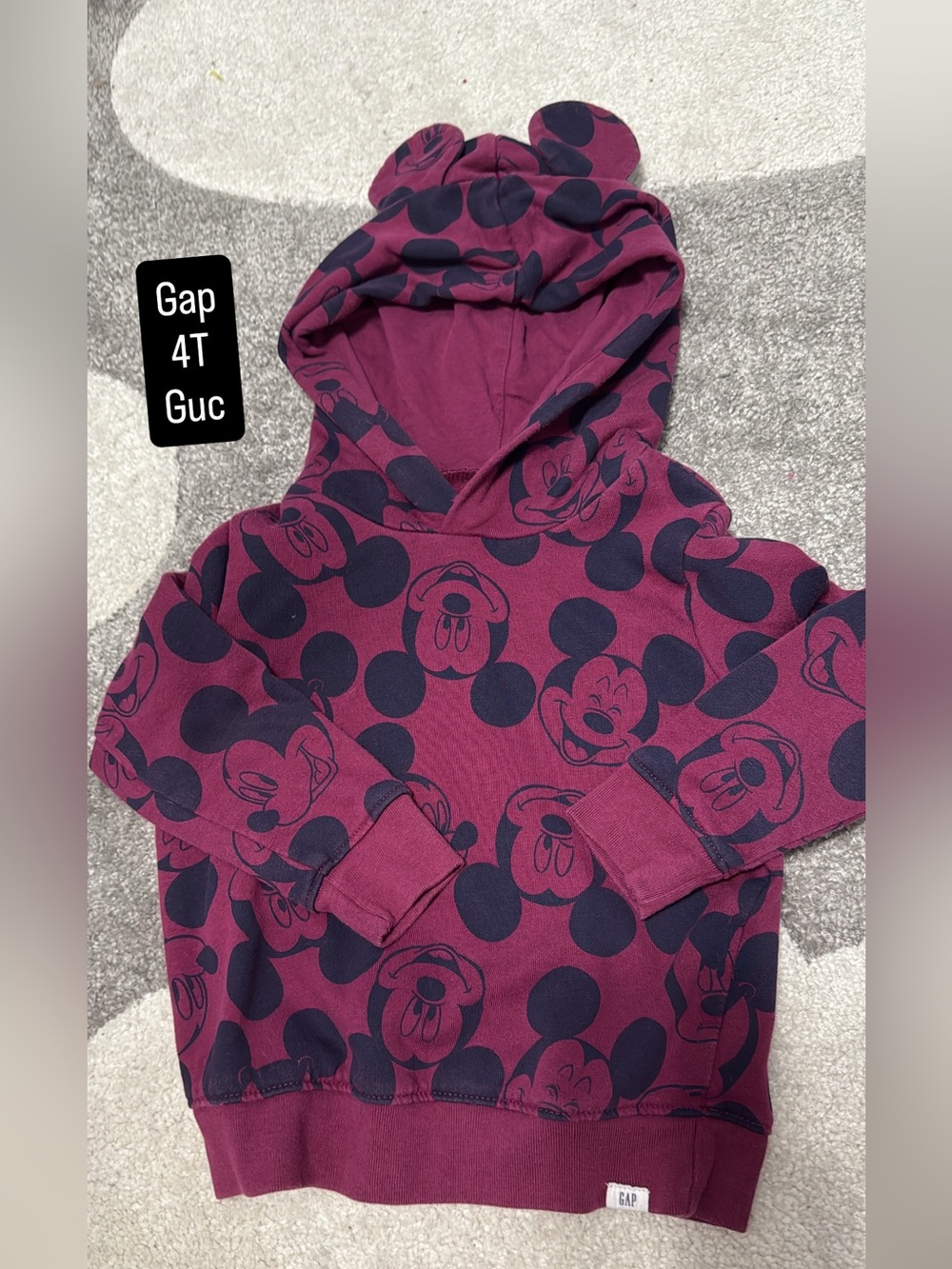 GAP Kids Berry and Navy Mickey Mouse Hoodie - 4T